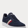 Zapatillas bajas Ralph Lauren Court de ante para hombre en color azul marino