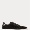Zapatillas bajas Ralph Lauren Court Velvet para hombre, color negro