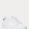 Zapatillas blancas de malla con ribete de cuero Ralph Lauren Nelson para hombre