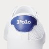 Zapatillas blancas de malla con ribete de cuero Ralph Lauren Nelson para hombre