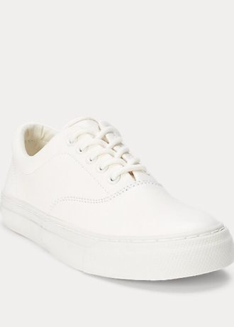 Zapatillas de cuero Ralph Lauren Bryn blancas para mujer