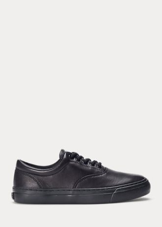 Zapatillas de cuero Ralph Lauren Bryn negras para mujer