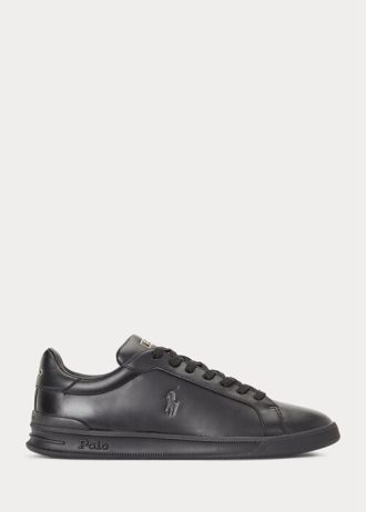 Zapatillas de cuero Ralph Lauren Heritage Court II para hombre, color negro