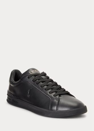 Zapatillas de cuero Ralph Lauren Heritage Court II para hombre, color negro