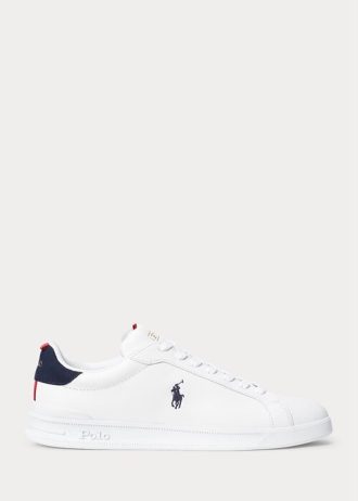 Zapatillas de cuero Ralph Lauren Heritage Court II para hombre en color blanco
