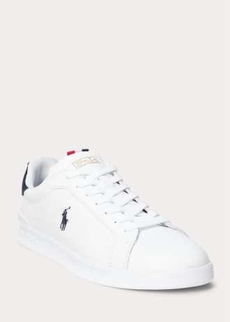 Zapatillas de cuero Ralph Lauren Heritage Court II para hombre en color blanco