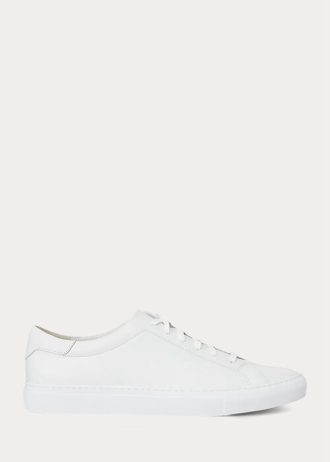 Zapatillas de cuero Ralph Lauren Jermain blancas para hombre
