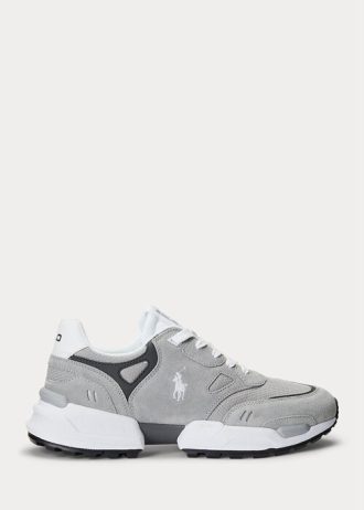 Zapatillas deportivas Ralph Lauren Jogger de ante y malla para hombre en gris