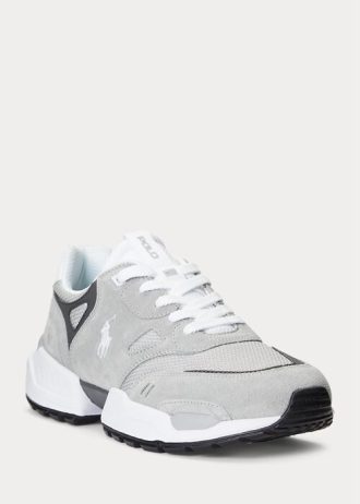 Zapatillas deportivas Ralph Lauren Jogger de ante y malla para hombre en gris
