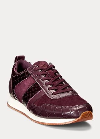 Zapatillas Ralph Lauren Colten de piel y ante con relieve para mujer, color morado