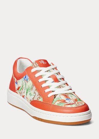 Zapatillas Ralph Lauren Hailey con monograma floral en jacquard para mujer en color naranja