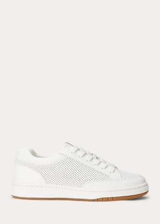 Zapatillas Ralph Lauren Hailey de piel perforada para mujer en color blanco