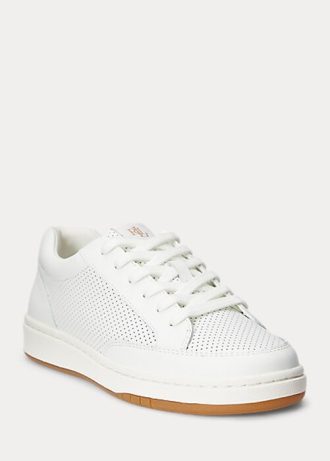 Zapatillas Ralph Lauren Hailey de piel perforada para mujer en color blanco