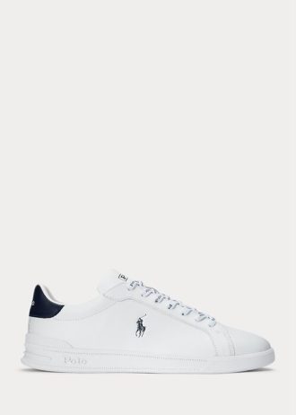 Zapatillas Ralph Lauren Heritage Court II de cuero para hombre, color blanco y azul marino Zapatillas Ralph Lauren Heritage Court II de cuero para hombre, color blanco y azul marino