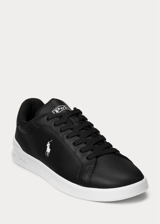 Zapatillas Ralph Lauren Heritage Court II de cuero para hombre, color negro y blanco Zapatillas Ralph Lauren Heritage Court II de cuero para hombre, color negro y blanco