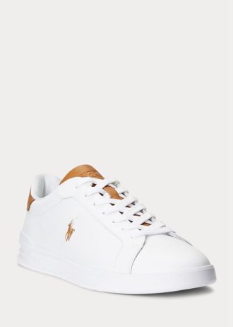 Zapatillas Ralph Lauren Heritage Court II de piel para hombre, color blanco y marrón Zapatillas Ralph Lauren Heritage Court II de piel para hombre, color blanco y marrón
