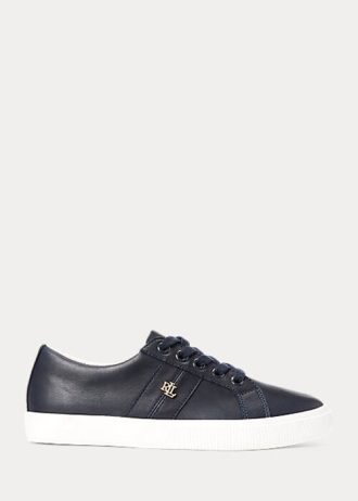 Zapatillas Ralph Lauren Janson II de piel napa para mujer en color azul marino