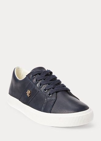 Zapatillas Ralph Lauren Janson II de piel napa para mujer en color azul marino