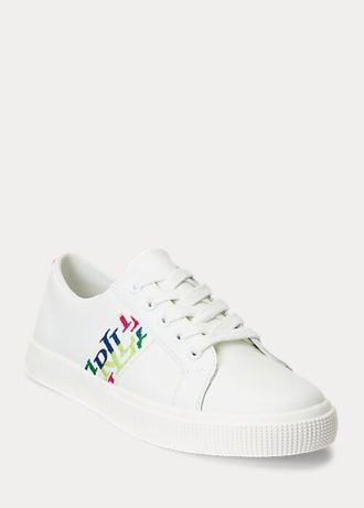 Zapatillas Ralph Lauren Janson III de piel napa blancas para mujer