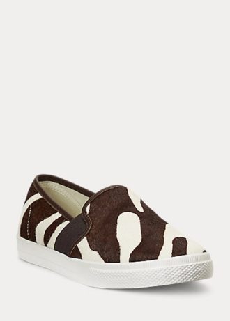 Zapatillas Ralph Lauren Jinny Haircalf sin cordones para mujer, color marrón
