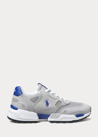 Zapatillas Ralph Lauren Jogger de ante y malla para hombre, color gris/azul real
