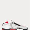 Zapatillas Ralph Lauren PS200 para hombre, color plata, rojo y negro