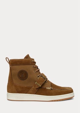Zapatillas Ralph Lauren Ranger de lona y nobuk para hombre, color marrón
