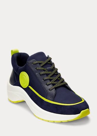 Zapatillas Ralph Lauren Reaghan de cuero y ante para mujer en azul marino