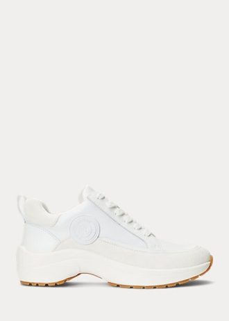 Zapatillas Ralph Lauren Reaghan de piel y ante blancas para mujer