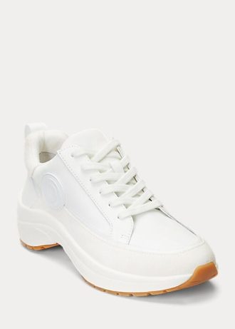 Zapatillas Ralph Lauren Reaghan de piel y ante blancas para mujer