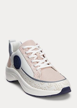 Zapatillas Ralph Lauren Reaghan de piel y jacquard con logo en rosa para mujer