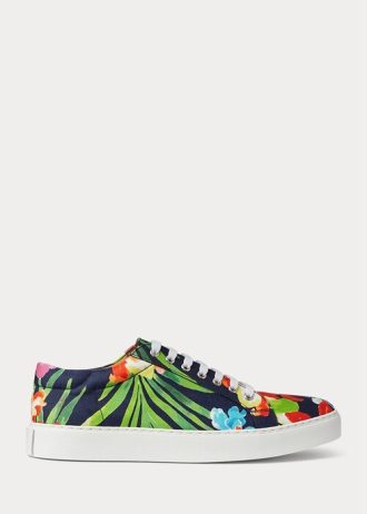 Zapatillas Ralph Lauren Severn de lino con estampado floral multicolor para hombre, color azul marino