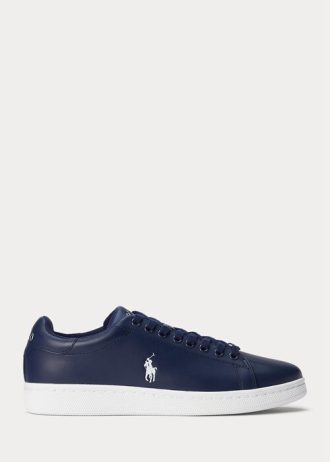 Zapatillas Ralph Lauren Wilton de cuero para hombre en azul marino y blanco