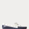 Zapatos casuales de cuero bicolor Ralph Lauren Merton para hombre, color crema/azul marino
