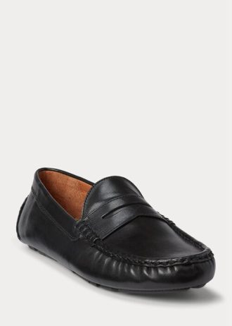 Zapatos casuales de cuero Ralph Lauren Anders para hombre, color negro