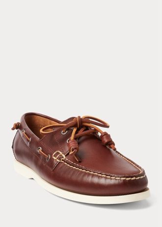 Zapatos casuales de cuero Ralph Lauren Merton para hombre en marrón oscuro