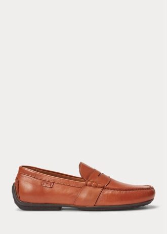 Zapatos casuales de cuero Ralph Lauren Reynold para hombre, color marrón