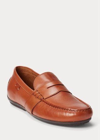Zapatos casuales de cuero Ralph Lauren Reynold para hombre, color marrón