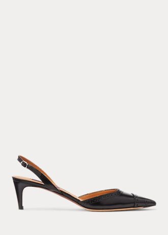 Zapatos de tacón con tira trasera de piel de becerro Ralph Lauren Garland para mujer, color negro Zapatos de tacón con tira trasera de piel de becerro Ralph Lauren Garland para mujer, color negro