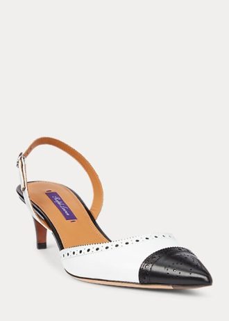 Zapatos de tacón con tira trasera y bloques de color Garland de Ralph Lauren para mujer, en blanco y negro Zapatos de tacón con tira trasera y bloques de color Garland de Ralph Lauren para mujer, en blanco y negro