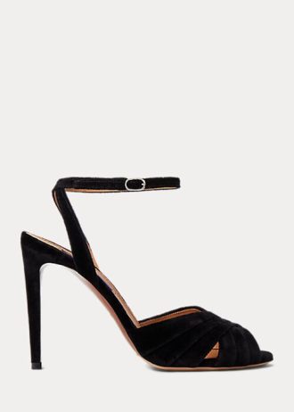 Sandalias de terciopelo Ralph Lauren Bacall II negras para mujer