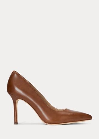 Zapatos de tacón Ralph Lauren Lindella II de piel bruñida color marrón para mujer Zapatos de tacón Ralph Lauren Lindella II de piel bruñida color marrón para mujer