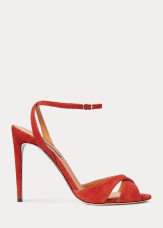 Zapatos de tacón rojos Ralph Lauren Kandice de ante de cabra para mujer Zapatos de tacón rojos Ralph Lauren Kandice de ante de cabra para mujer