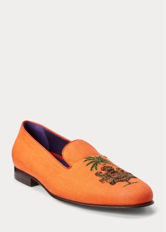 Zapatos de vestir de lino bordado Ralph Lauren Alonzo para hombre en color naranja