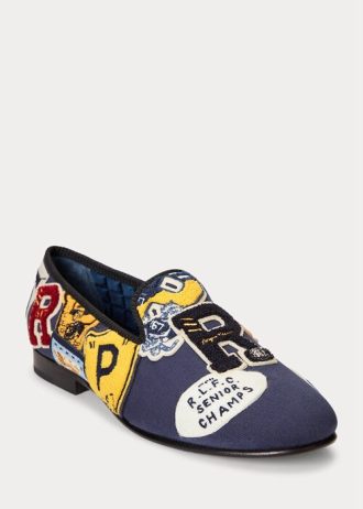 Zapatos de vestir de lona con parche del logotipo Ralph Lauren Paxton para hombre en multicolor azul marino