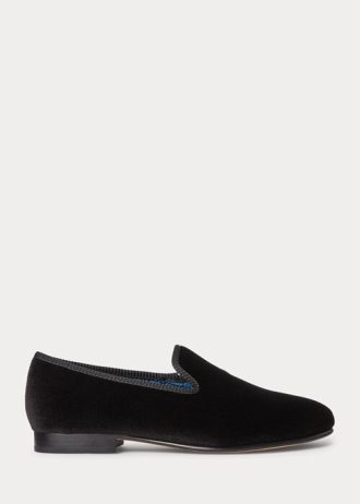 Zapatos de vestir de terciopelo Ralph Lauren Paxton negros para hombre