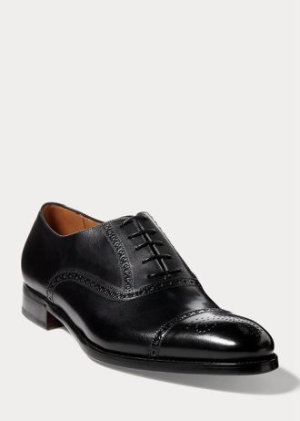 Zapatos de vestir negros con punta de casquillo Ralph Lauren Denver para hombre