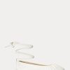 Zapatos planos con cordones de piel de napa Ralph Lauren Cecilia para mujer en color crema
