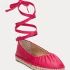 Zapatos planos con cordones de piel napa Ralph Lauren Cecilia para mujer en color fucsia