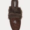 Zapatos planos de ante con ribete de piel sintética Savanah de Ralph Lauren para mujer en color chocolate